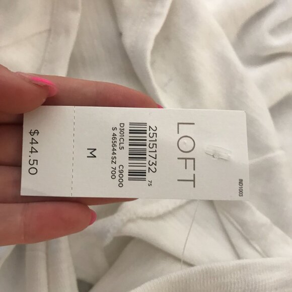 LOFT - WOMEN'S MEDIUM - WHITE LONG SLEEVE ROUND NECK CASUAL TOP SHIRT - Picture 7 of 7